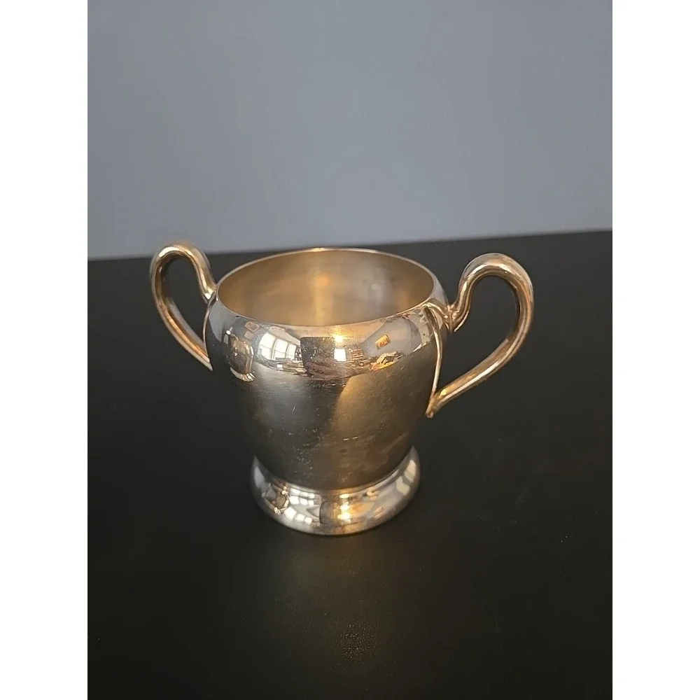 Academy‎ Silver on Copper Vintage Creamer Sugar Serving Cups Set Pair